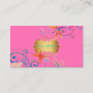 PixDezines Ddragonflies Butterflies Rainbow Swirls Visitekaartje