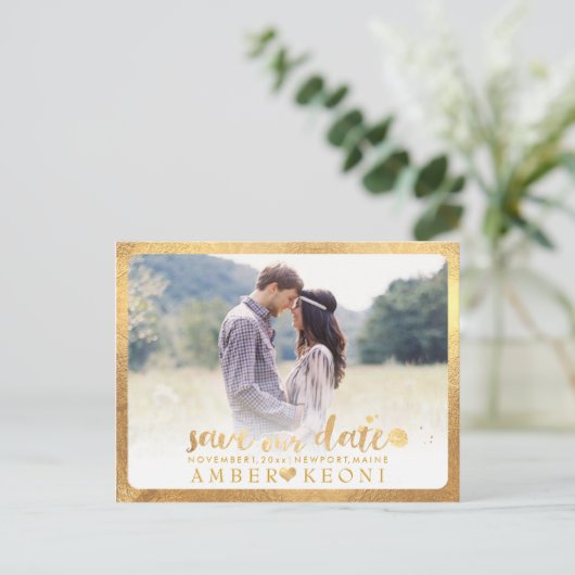 PixDezines De datum/het penseelscript opslaan Aankondigingskaart (Staand voorkant)