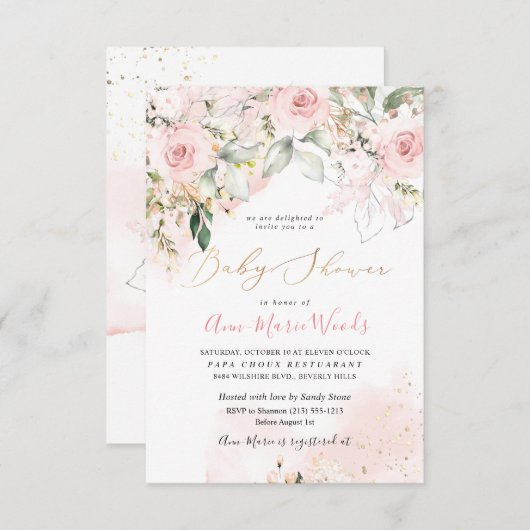 PixDezines de Waterverf het Stomme Baby shower van Kaart (Voorkant / Achterkant)