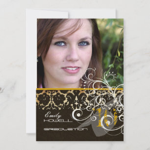 PixDezines Desiree Damask/2011 Afstuderen Invites Kaart