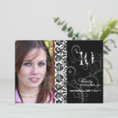 PixDezines Desiree Damask/2011 Afstuderen Invites Kaart (Staand voorkant)