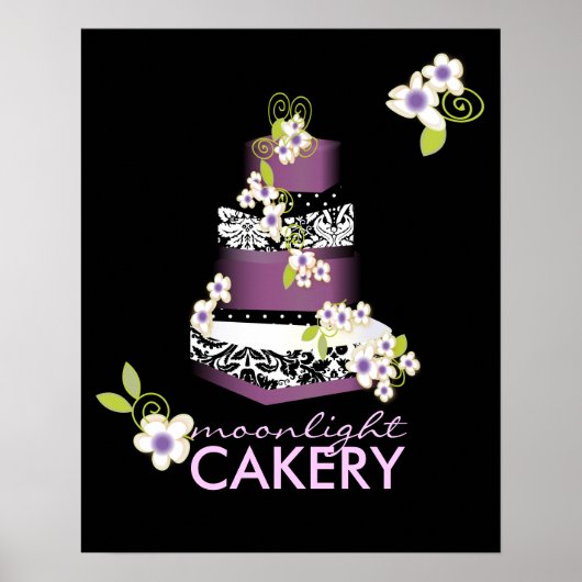 PixDezines Desiree Damask Cake, Lila Poster (Voorkant)