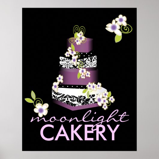 PixDezines Desiree Damask Cake, Lila Poster (Voorkant)