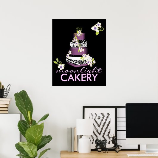 PixDezines Desiree Damask Cake, Lila Poster (Thuiskantoor)