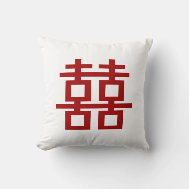 PixDezines diy achtergrond/rood dubbel geluk Kussen (Voorkant)