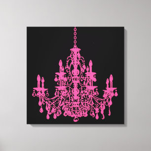 PixDezines DIY Achtergrond/Roze Kristallen Kroonlu Canvas Afdruk