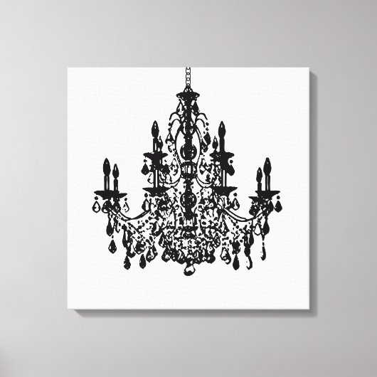 PixDezines DIY Achtergrond/Zwarte Kroonluchter Canvas Afdruk (Voorkant)