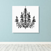 PixDezines DIY Achtergrond/Zwarte Kroonluchter Canvas Afdruk (Insitu (Houten vloer))