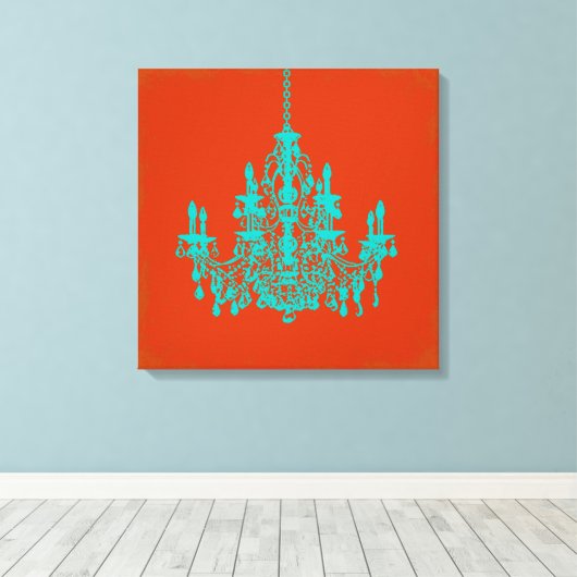 PixDezines DIY Background/blauwgroen kroonkandelaa Canvas Afdruk (Insitu (Houten vloer))