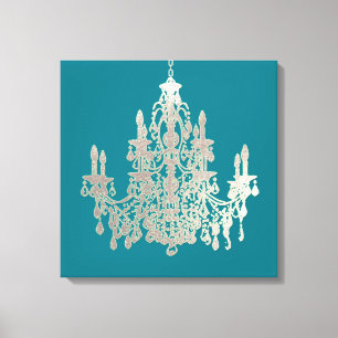 PixDezines DIY Background Color/Silver Chandelier Canvas Afdruk