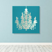 PixDezines DIY Background Color/Silver Chandelier Canvas Afdruk (Insitu (Houten vloer))