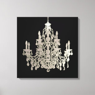 PixDezines DIY Background Color/Silver Chandelier Canvas Afdruk