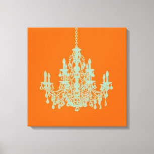 PixDezines DIY Background/Mint Green Chandelier Canvas Afdruk