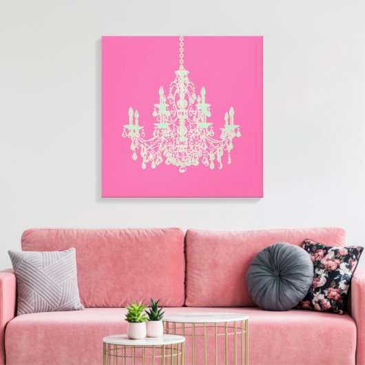 PixDezines DIY Background/Mint Green Chandelier Canvas Afdruk (Insitu (Woonkamer))