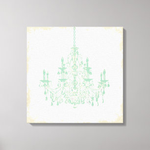 PixDezines DIY Background/Mint Green Chandelier Canvas Afdruk