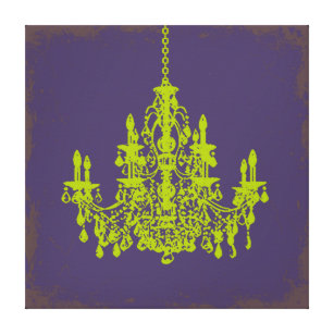 PixDezines DIY Bckgrand/green crystal chandelier Canvas Afdruk