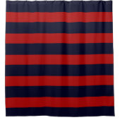 PixDezines DIY Colors Red Navy Stripes verstelbaar Douchegordijn (Voorkant)