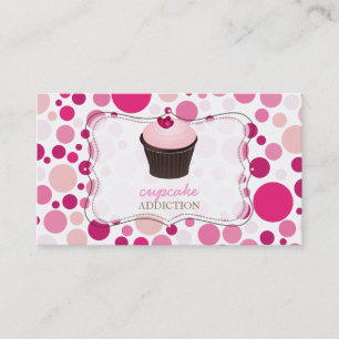 PixDezines diy cupcake+polka-punten Visitekaartje
