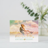 PixDezines DIY De datum opslaan | FAUX GOLD SCRIPT Aankondigingskaart (Staand voorkant)