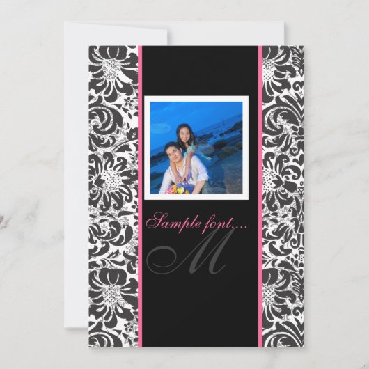 PixDezines diy event.. monogram fidora damask Kaart (Voorkant)