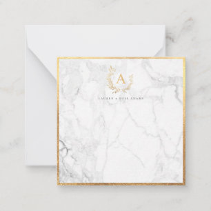 PixDezines DIY faux goud monogram marmeren briefka Notitiekaartje