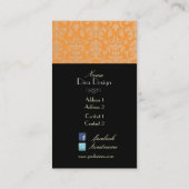 PixDezines diy kleur/flora damask zalm sinaasappel Visitekaartje (Achterkant)