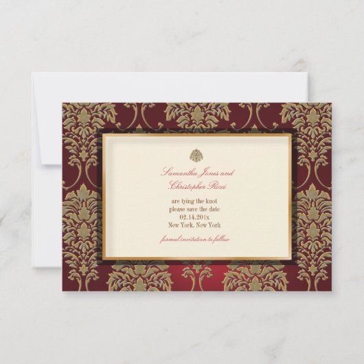 PixDezines DIY-kleur/Florentius Damask-opslagdatum Save The Date (Achterkant)