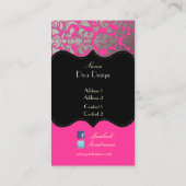 PixDezines DIY-kleur/hot-roze flora demask Visitekaartje (Achterkant)