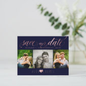 PixDezines DIY-kleur/onze datum opslaan/Faux-Roos  Briefkaart (Staand voorkant)