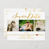 PixDezines DIY kleur/sla de datum/gouden script op Aankondigingskaart (Voorkant / Achterkant)