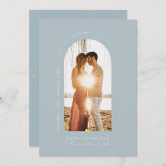 PixDezines DIY kleur Stusty Blue Arch Save Date Kaart