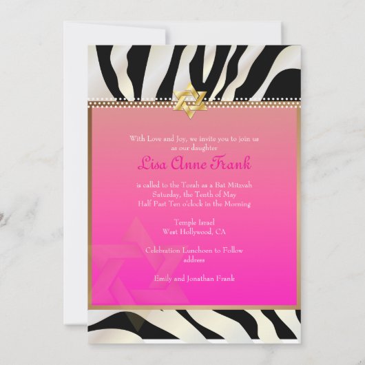 PixDezines DIY kleur/Zebra, BBT Mitzvah Kaart (Achterkant)