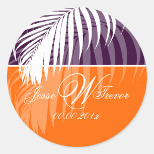 PixDezines DIY kleuren/Witte Palm Fronds Ronde Sticker