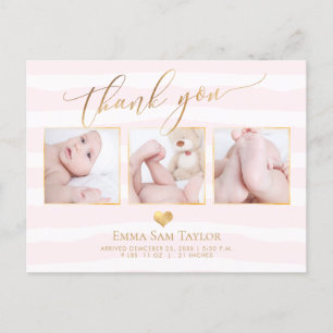 PixDezines DIY-kleurenstripes Baby shower Dank u Aankondigingskaart