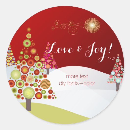 PixDezines DIY retro kerstbomen Ronde Sticker (Voorkant)