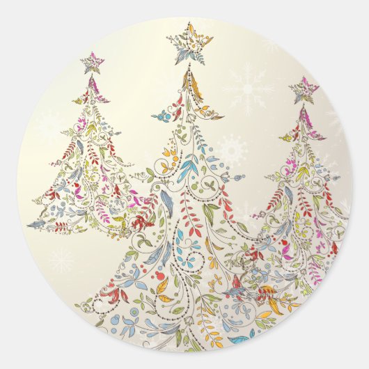 PixDezines DIY retro kerstbomen Ronde Sticker (Voorkant)