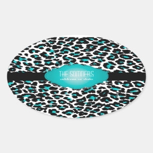 PixDezines doe-het-zelf achtergrondkleur/teal luip Ovale Sticker