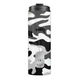 PixDezines Dogtag Monogram Arctic White Camouflage Thermosbeker