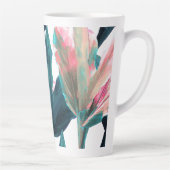 PixDezines Donker Blauwgroen + Roze Ti bladeren Latte Mok (Rechts)
