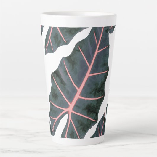 PixDezines Donker Bos Groen Caladium Latte Mok (Voorkant)