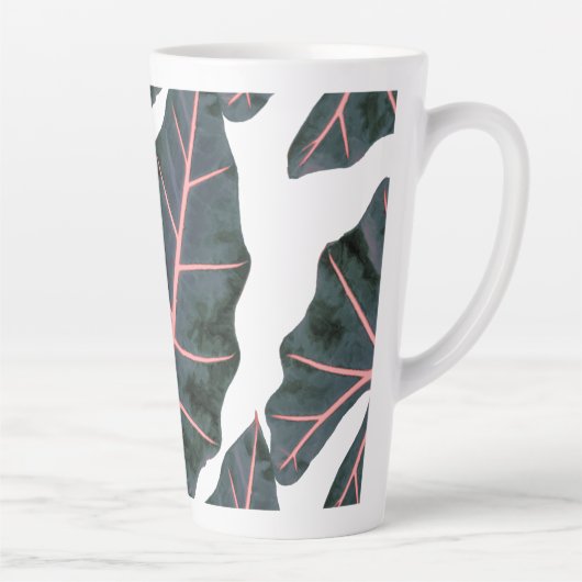 PixDezines Donker Bos Groen Caladium Latte Mok (Rechts)