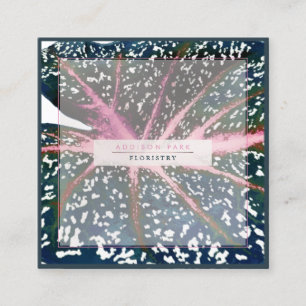 PixDezines Donkergroen Caladium Koraal Spine Vierkante Visitekaartje