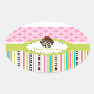PixDezines dubbele fudge swirls cupcake/DIY kleur Ovale Sticker
