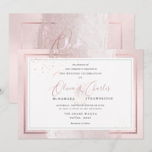 PixDezines Dubbelgeluk, Blush Pink Kaart (Voorkant / Achterkant)