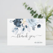 PixDezines Dusty Navy Blue Rozen Bedankkaart (Staand voorkant)