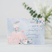 PixDezines Dusty Pink Blue Peonies RSVP Invitation (Debout devant)