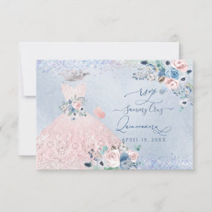 PixDezines Dusty Pink Blue Peonies RSVP Invitation
