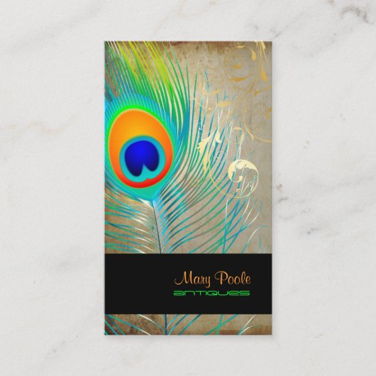 PixDezines eacock+filigraan wervelingen Visitekaartje (Voorkant)