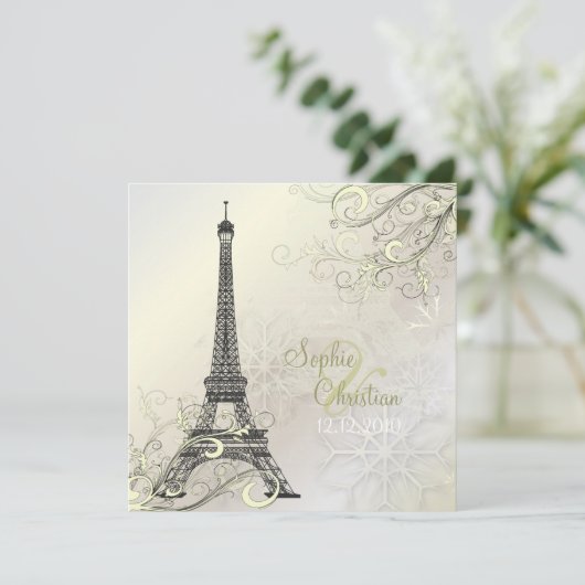 PixDezines EIFFEL PARIS+SNOWFLAKES INVITATIONS (Debout devant)