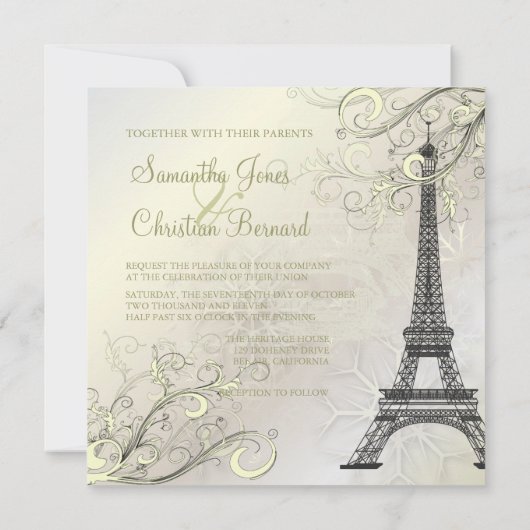 PixDezines EIFFEL PARIS+SNOWFLAKES INVITATIONS (Dos)